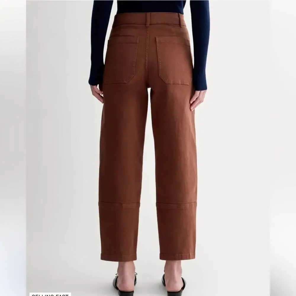 EVERLANE THE UTILITY BARREL PANT BROWN ORGANIC COTTON SIZE 00 - Picture 10 of 12